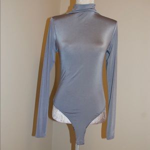 Silver high neck long sleeve Missguided bodysuit
